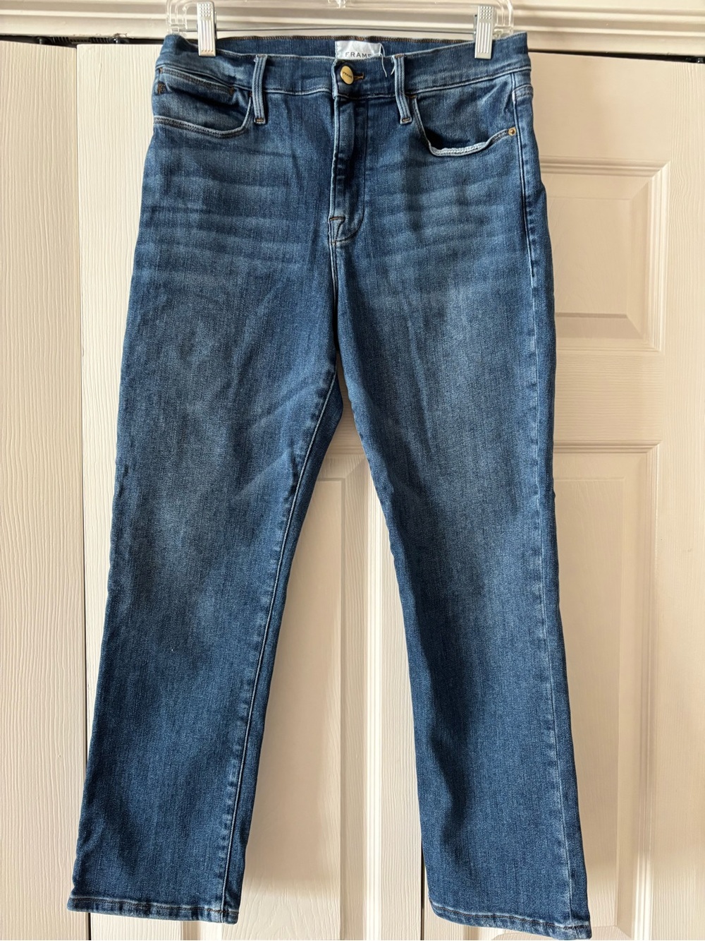 Frame Denim Women's Straight-Leg Jeans in Dark Blue Wash